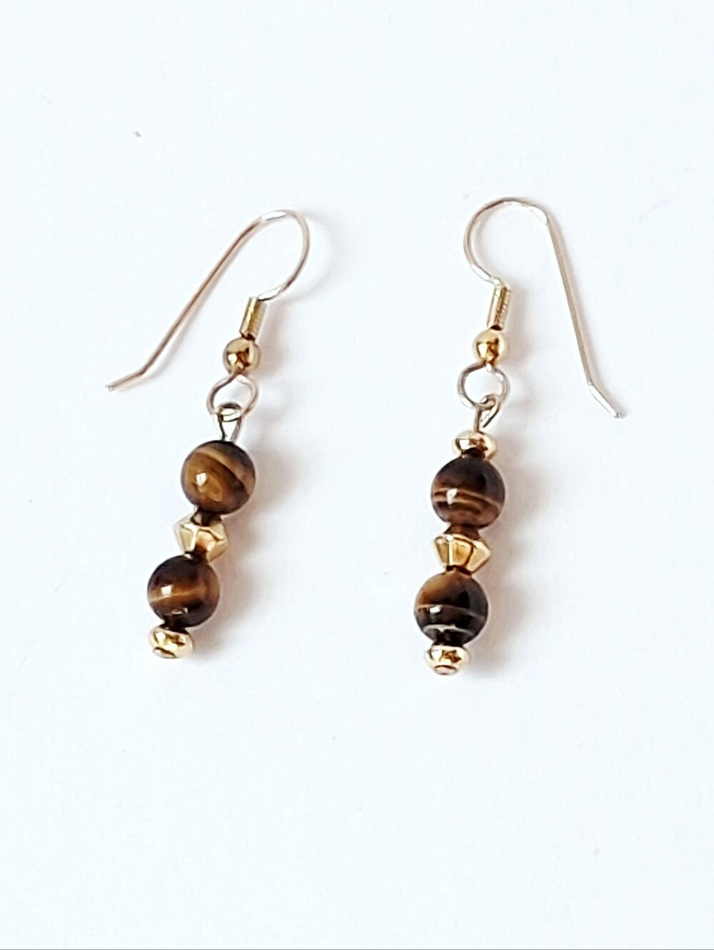 Stacked Tiger's Eye French Hook Earrings